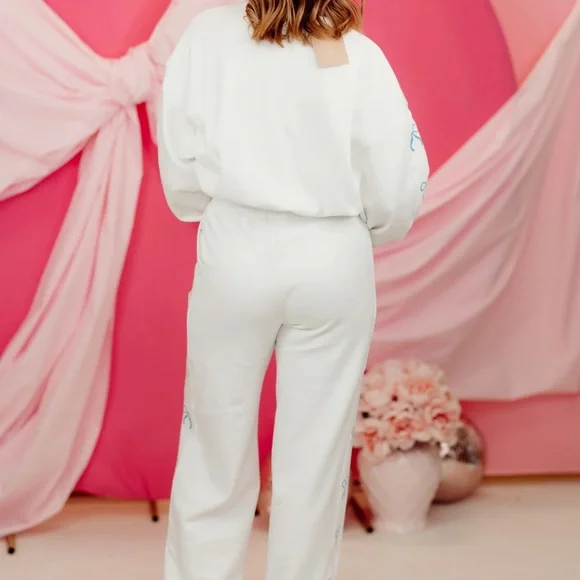 Sweatpant set with Blue Bow Accents - Picture 3 of 7